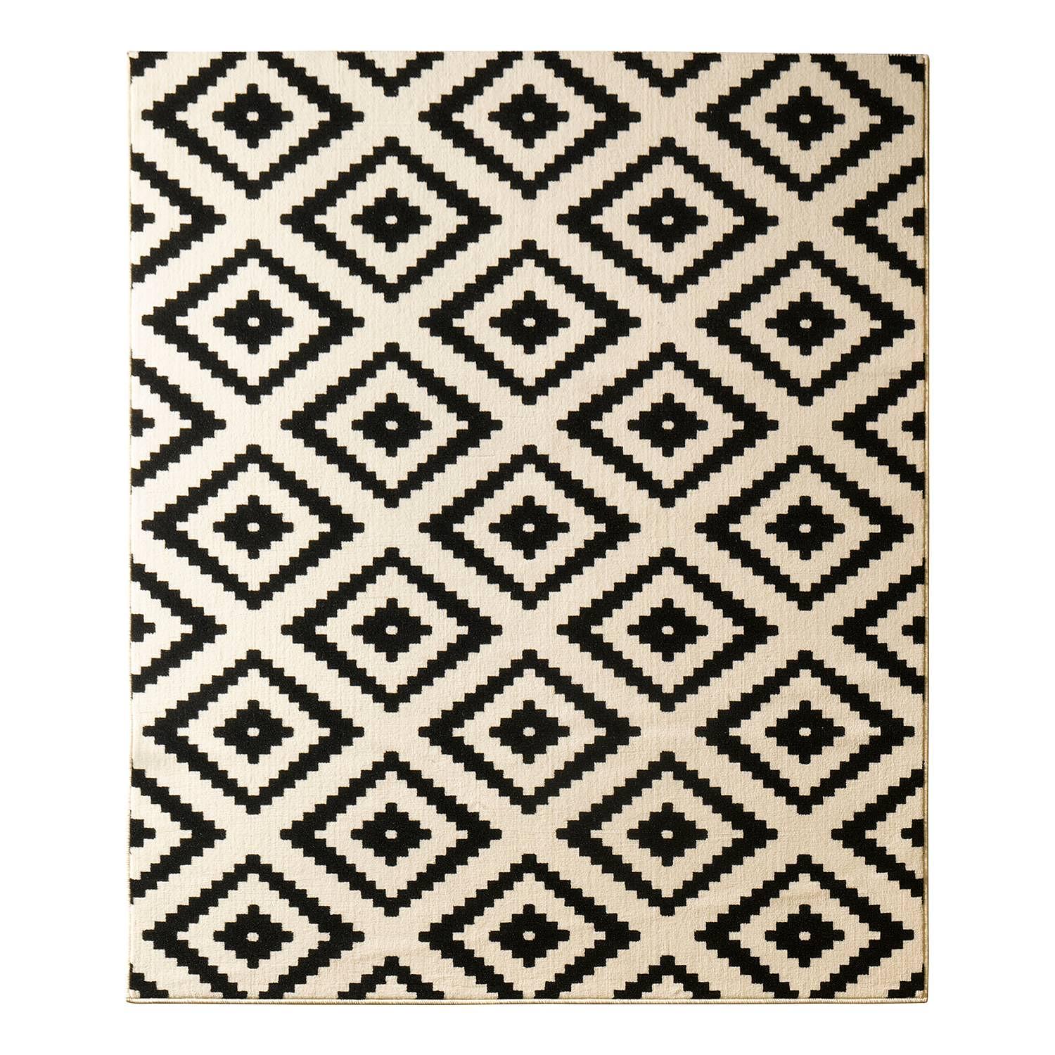 Carpet Diamond Polypropylene Black Beige 80 x 150 cm 0
