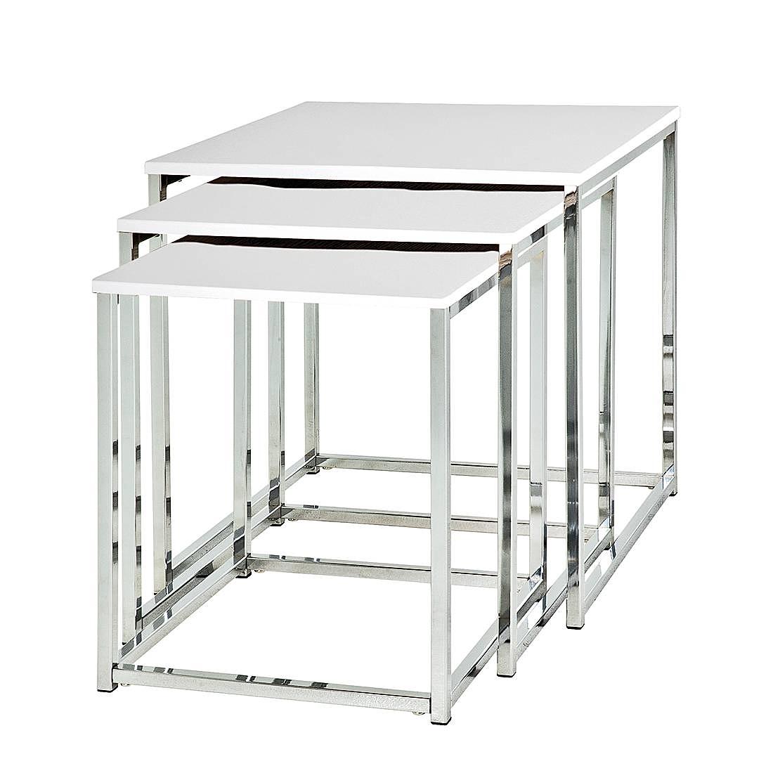 3x Side table Robby chrome high gloss white 0