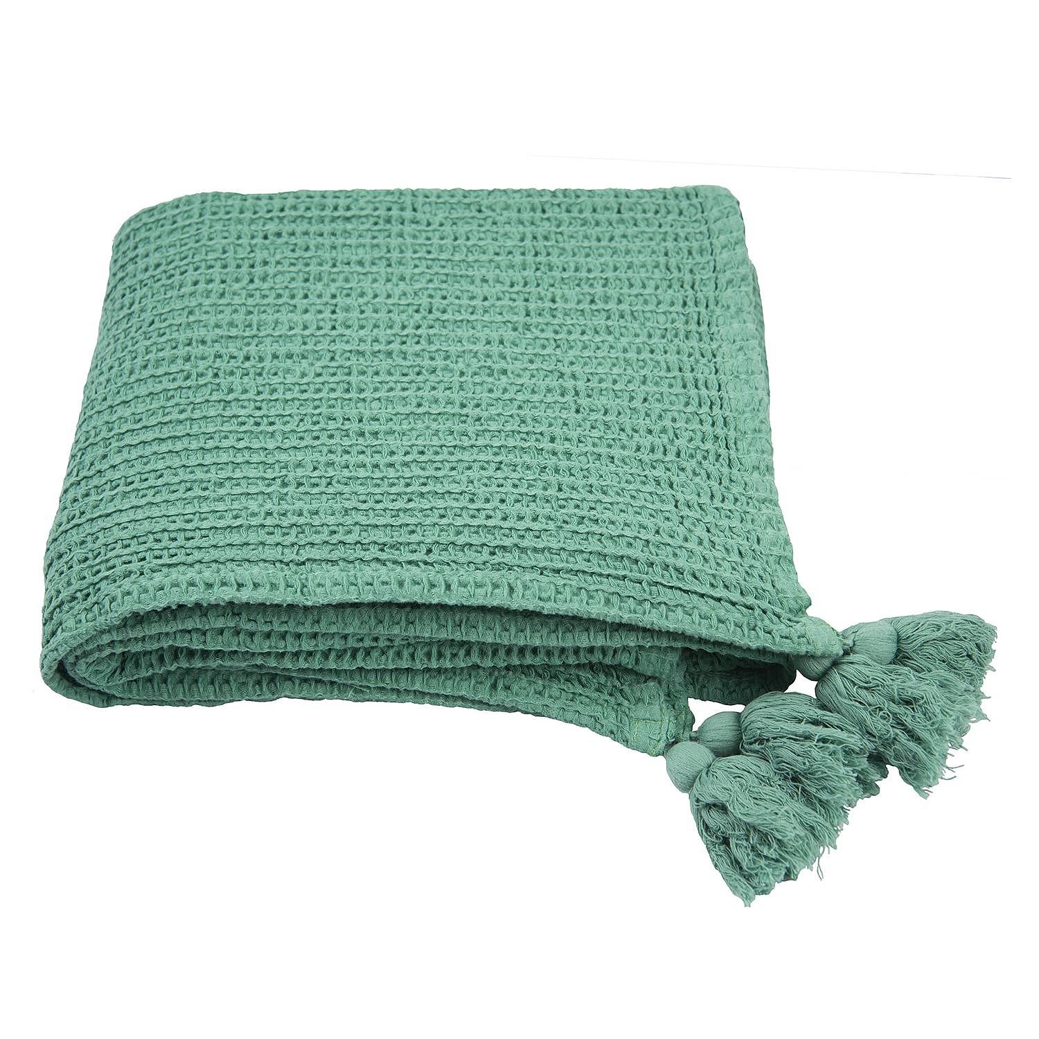 Plaid Honeycomb Cotton Fabric Sea Green 0