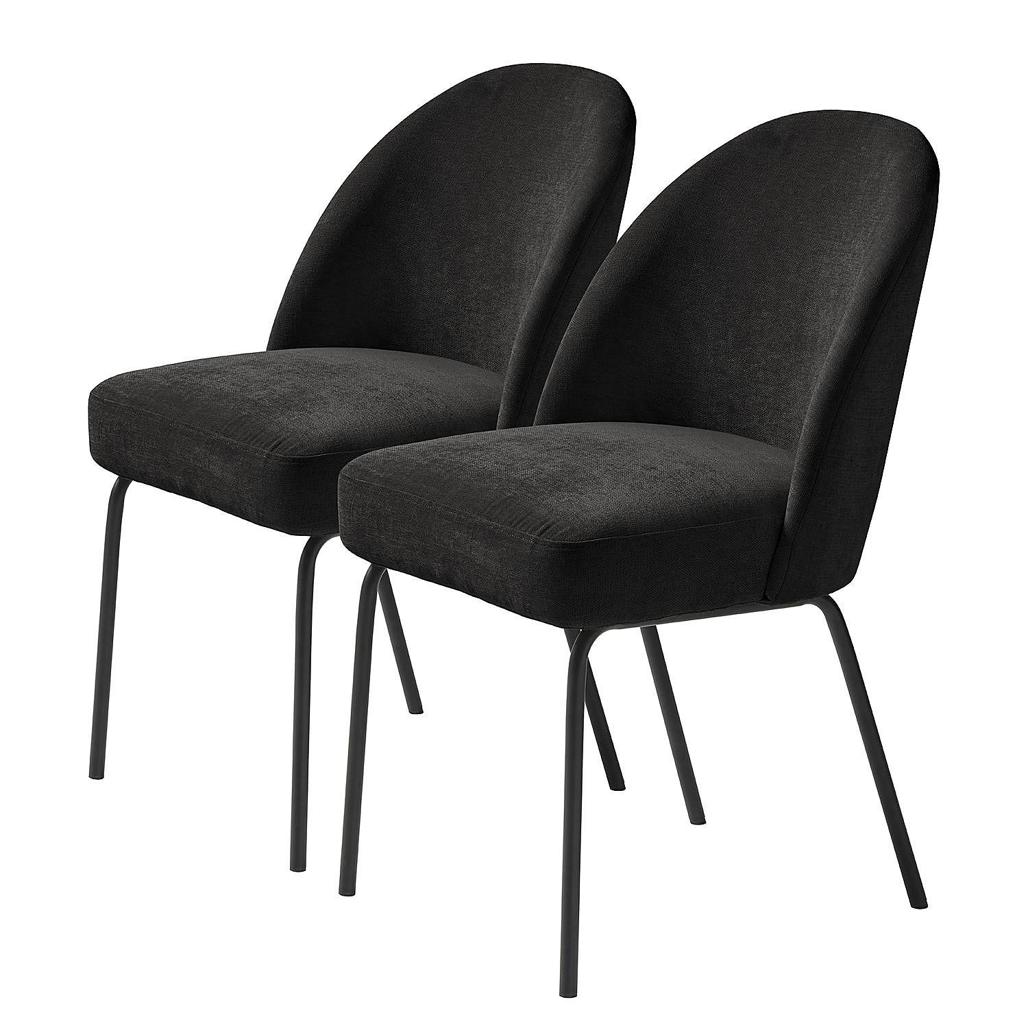 2x Dining chair Torrent Chenille Steel Black 0