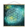 Fabric Picture Flower of Life Textile; Blue Solid Wood 0