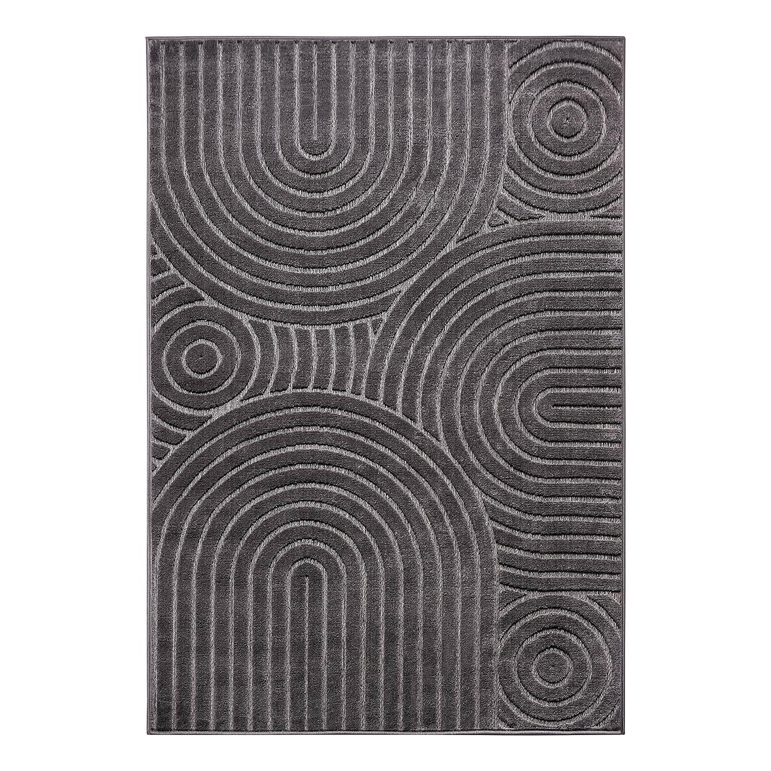 Iconic Kurzflorteppich Grau 67 x 120 cm 0
