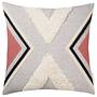 Ethnic Multi Zigzag Pillowcase Polyester Linen Beige 0