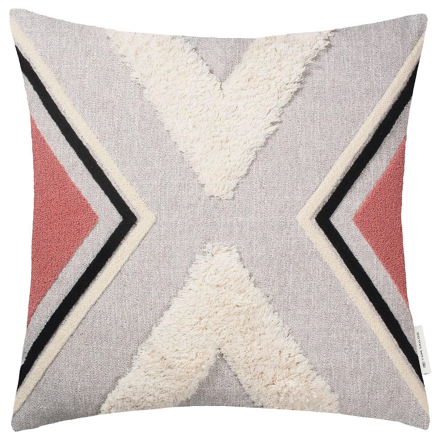 Ethnic Multi Zigzag Pillowcase Polyester Linen Beige 0