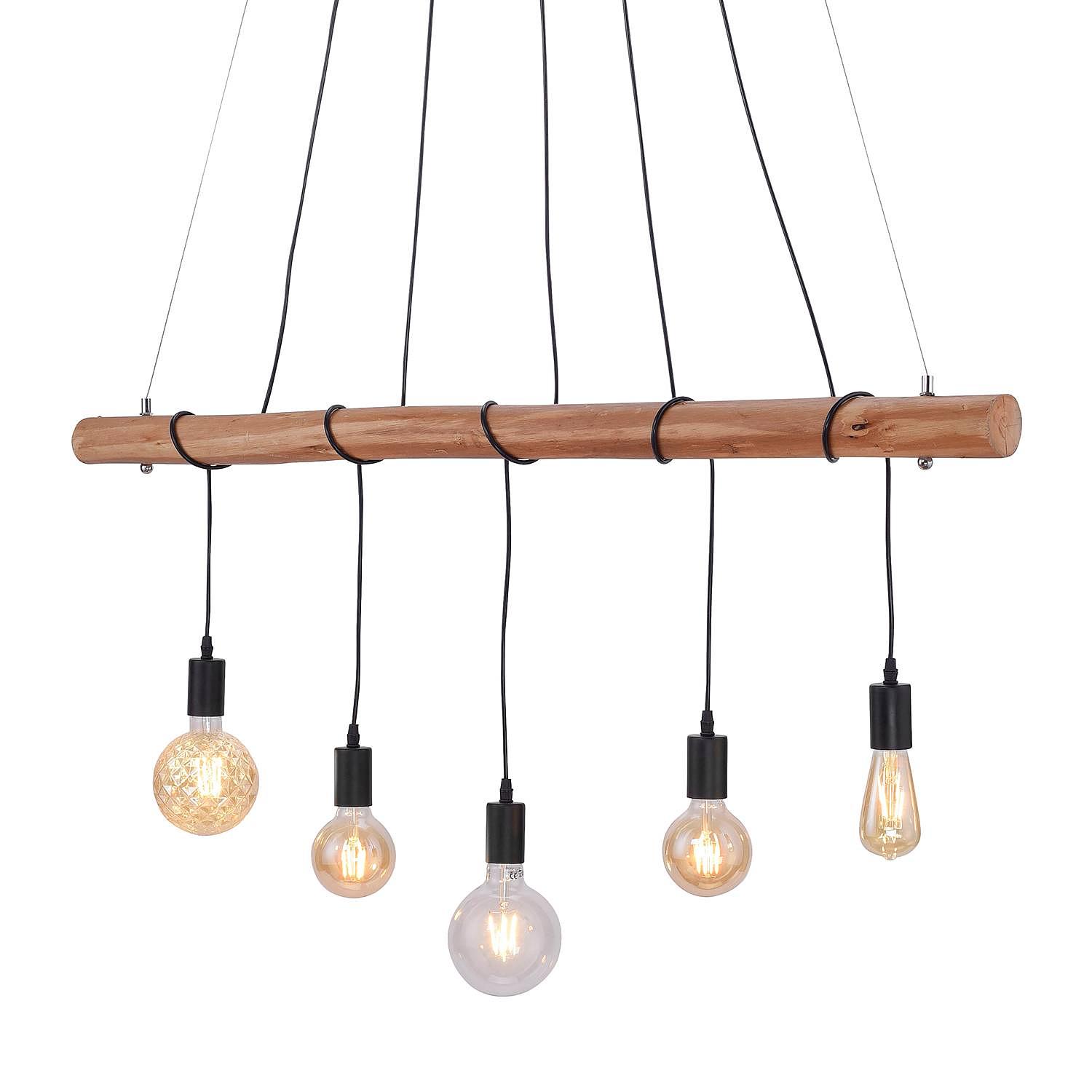 5-flame pendant lamp Damian Metal Wood 0
