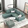 Schlafsofa Sowdon mit Récamiere Links Blaugrau 0