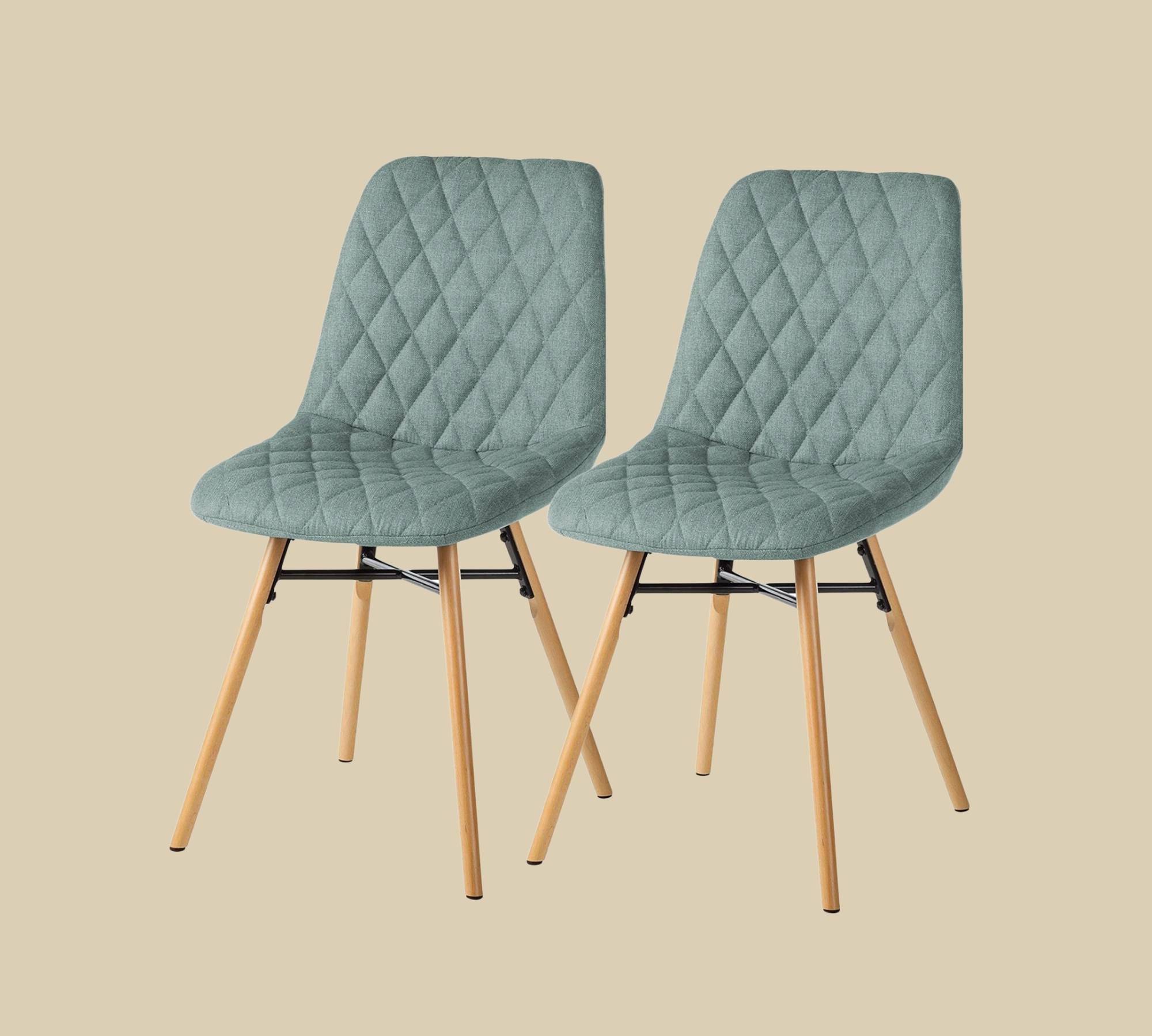 2x Upholstered chair, fabric, quilted, frame beech 0