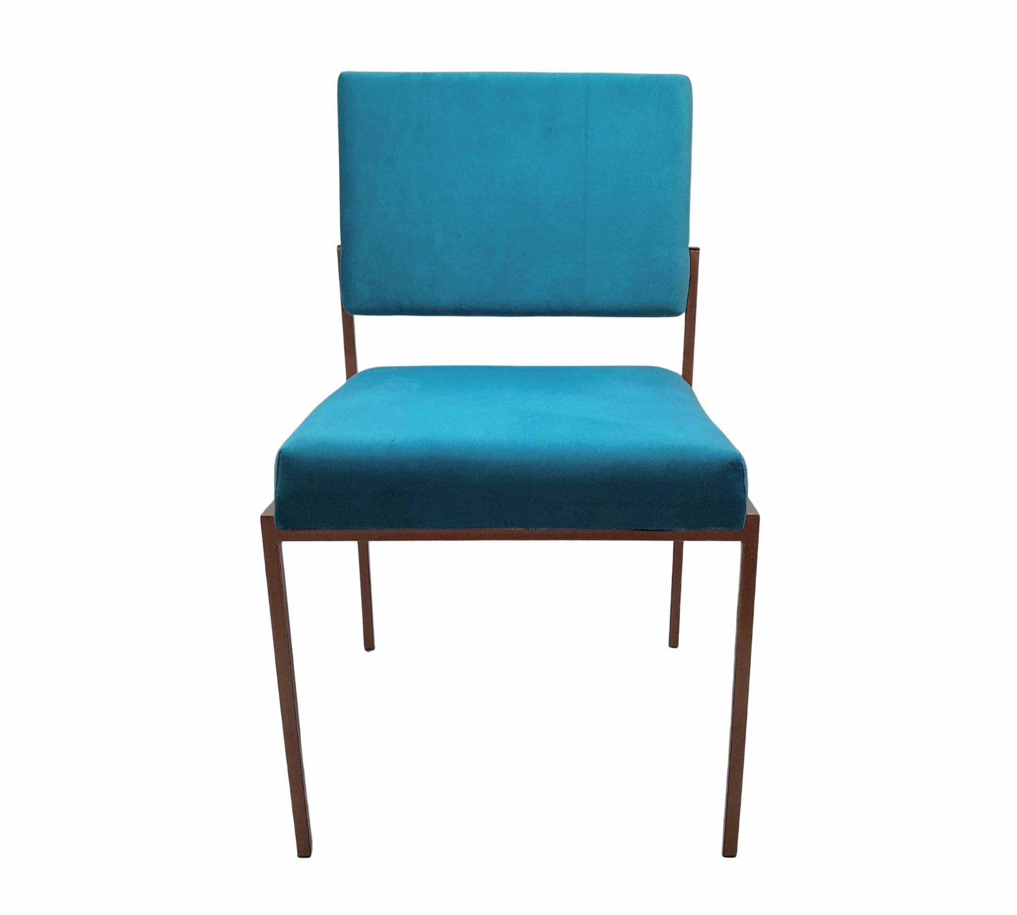 Cube Esszimmerstuhl Samt Ozeanblau Kupfer 1