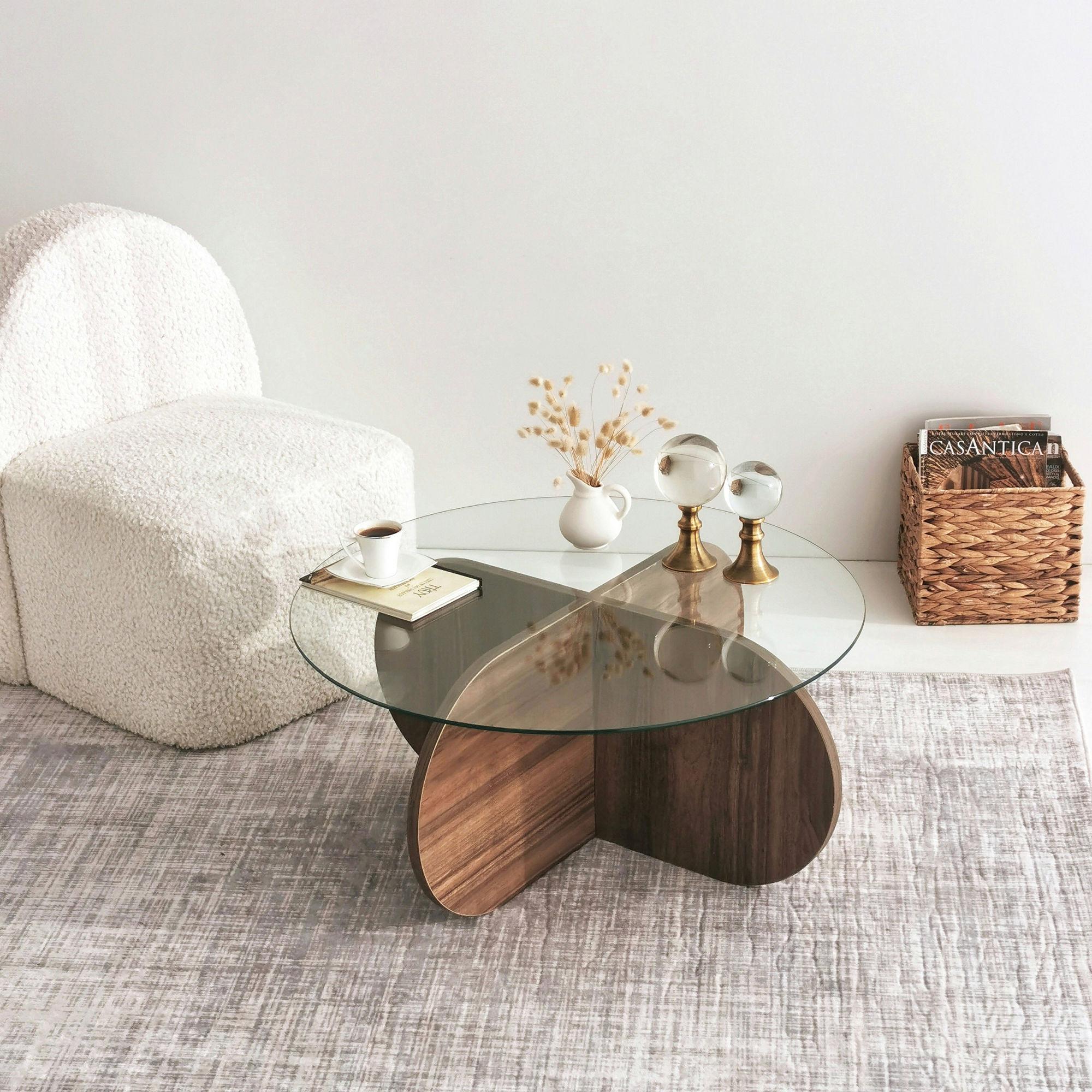 Bubble Coffee Table Walnut Brown Look 0