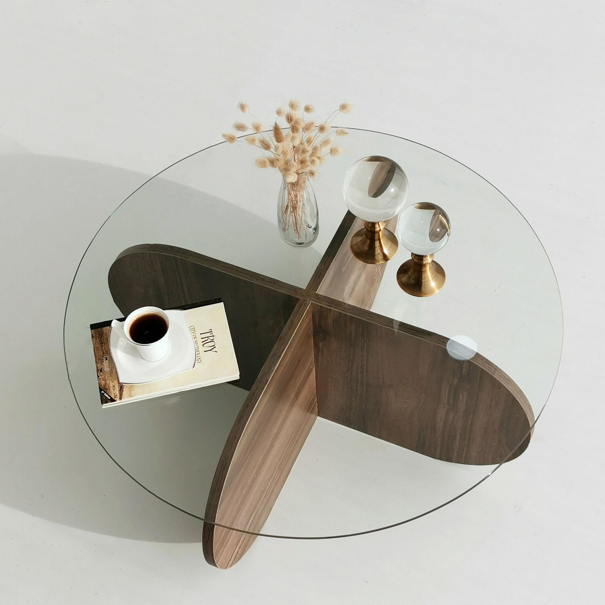 Bubble Coffee Table Walnut Brown Look 5