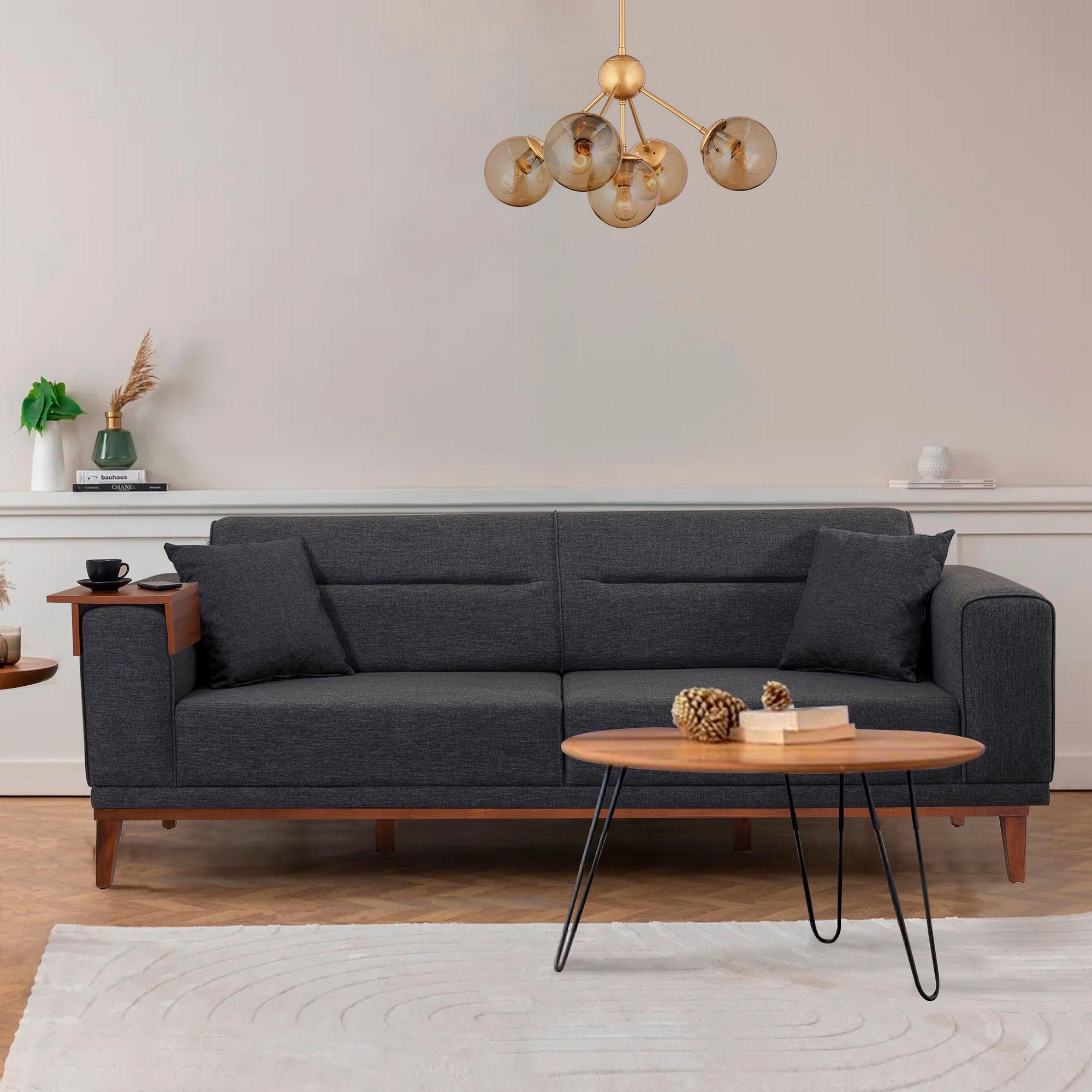 Liones 1053 Sleeper Sofa Set Charcoal 2