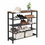 Schuhregal Holz Metall Braun Schwarz 2
