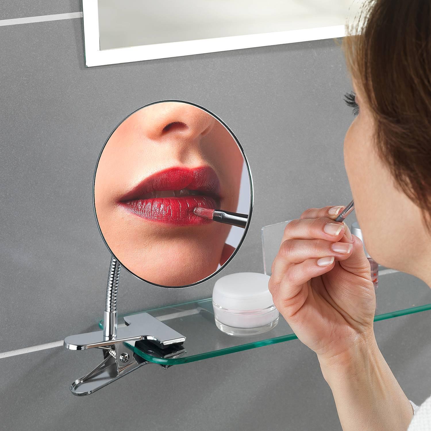 Cosmetic mirror Clip Silver Steel Mirror glass 15 x 27 cm 2