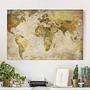 Picture world map canvas / spruce wood 90x60 cm 2