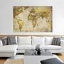 Picture world map canvas / spruce wood 90x60 cm 3