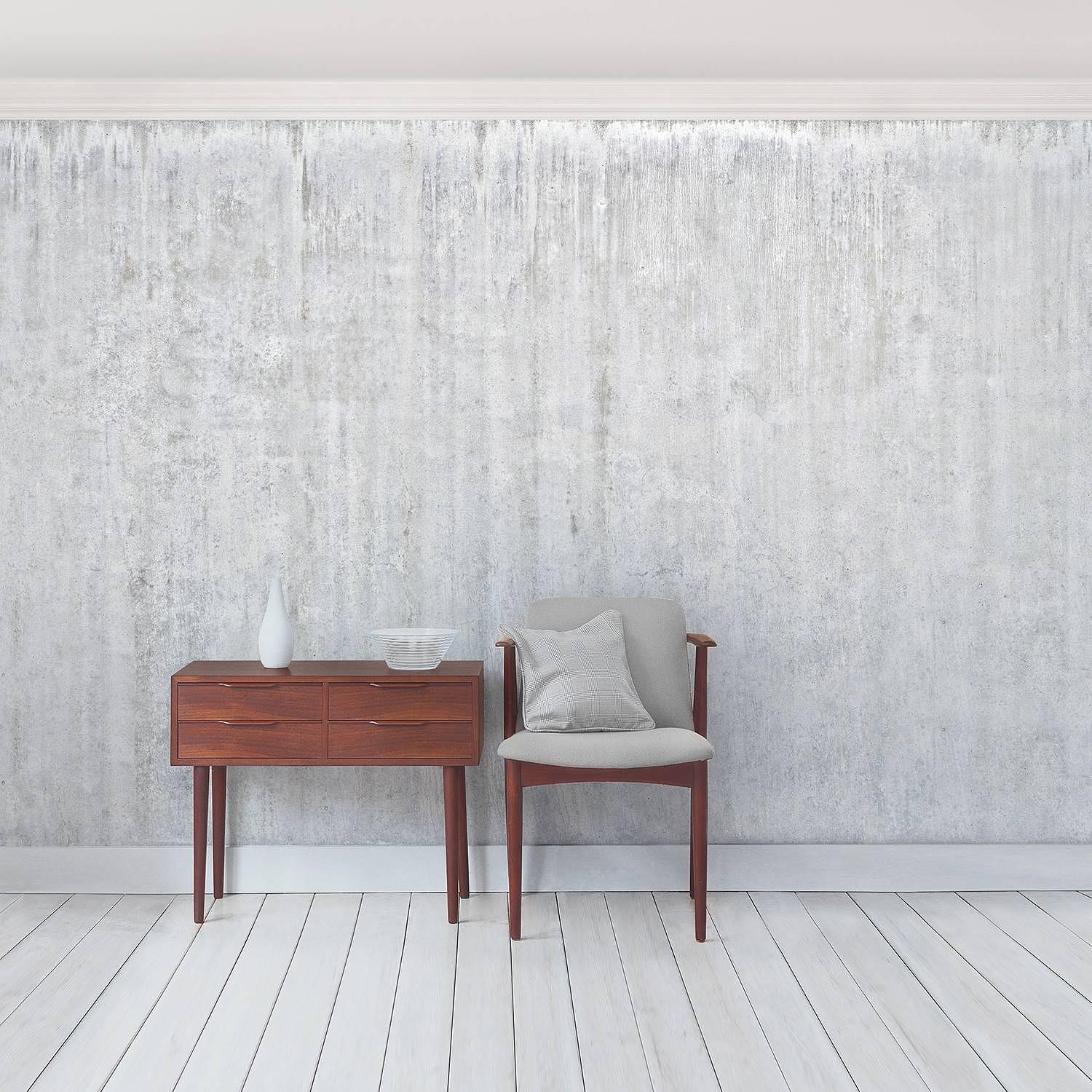 Non-woven wallpaper Loft concrete wall light gray 3