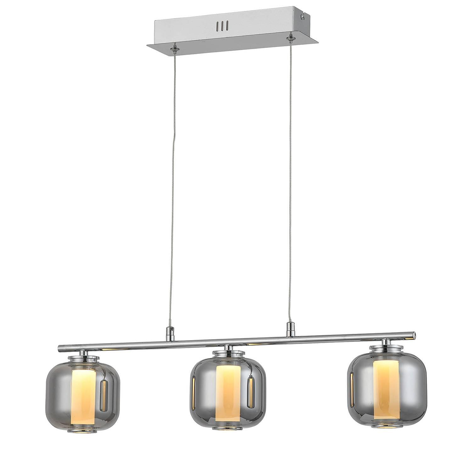 Rafa III LED-Pendelleuchte Acrylglas Edelstahl 3-flammig 1