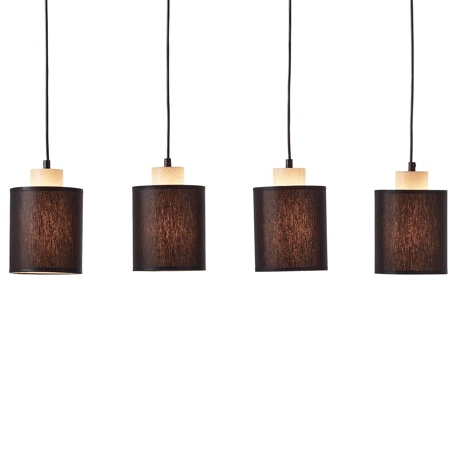 4-flame pendant lamp Vonnie Mixed fabric Steel Black 1