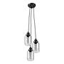 3-Flame Pendant Light Ferna Iron Clear Glass 4