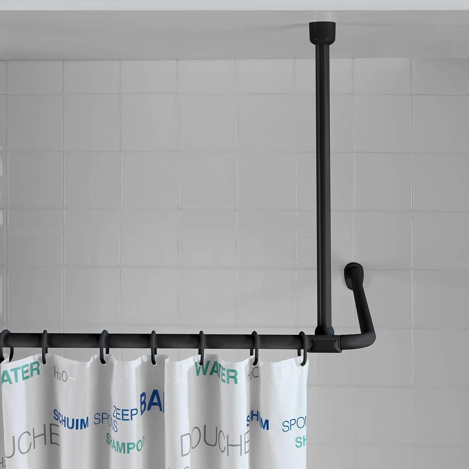 Deckenstütze für Duschstange Aluminium / Kunststoff Schwarz 3