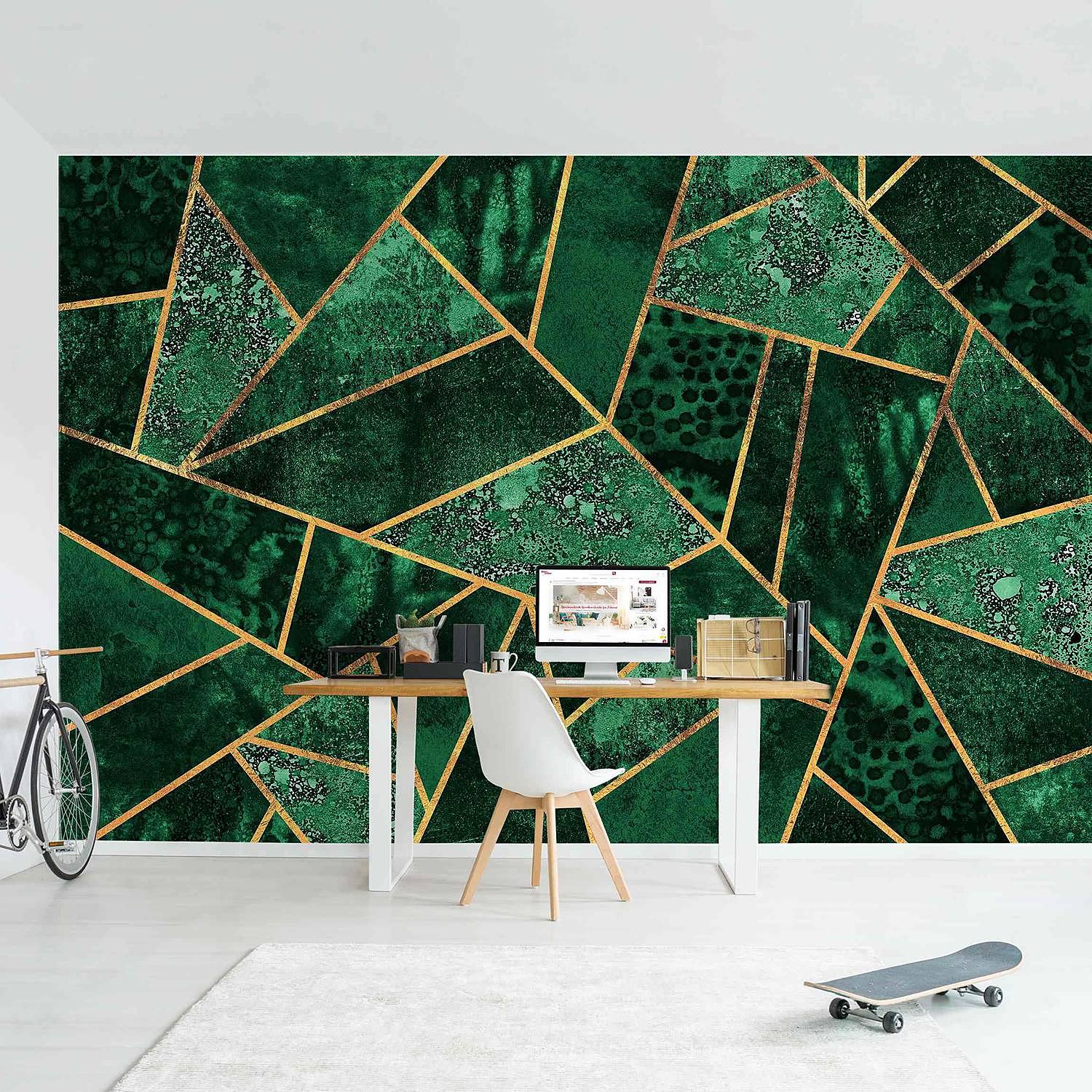Non-woven wallpaper Dark Emerald with Gold non-woven wallpaper Green 4