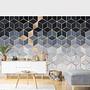Wallpaper Golden Geometry Blue/White 2