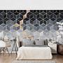 Golden Geometry Non-woven Wallpaper Turquoise/Pink 3