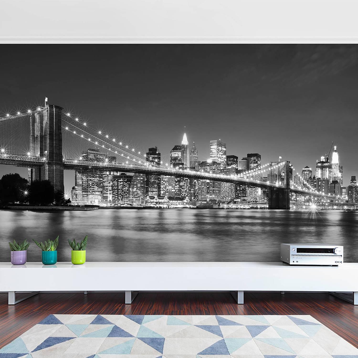 Non-woven wallpaper Manhattan Bridge Black/White 4