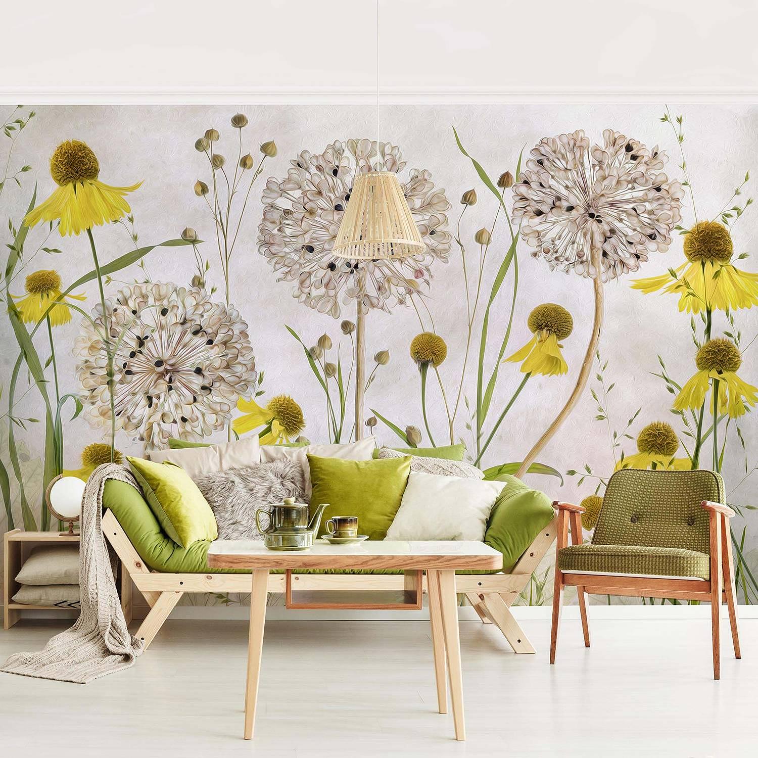 Non-woven wallpaper Allium Helenium Beige 2
