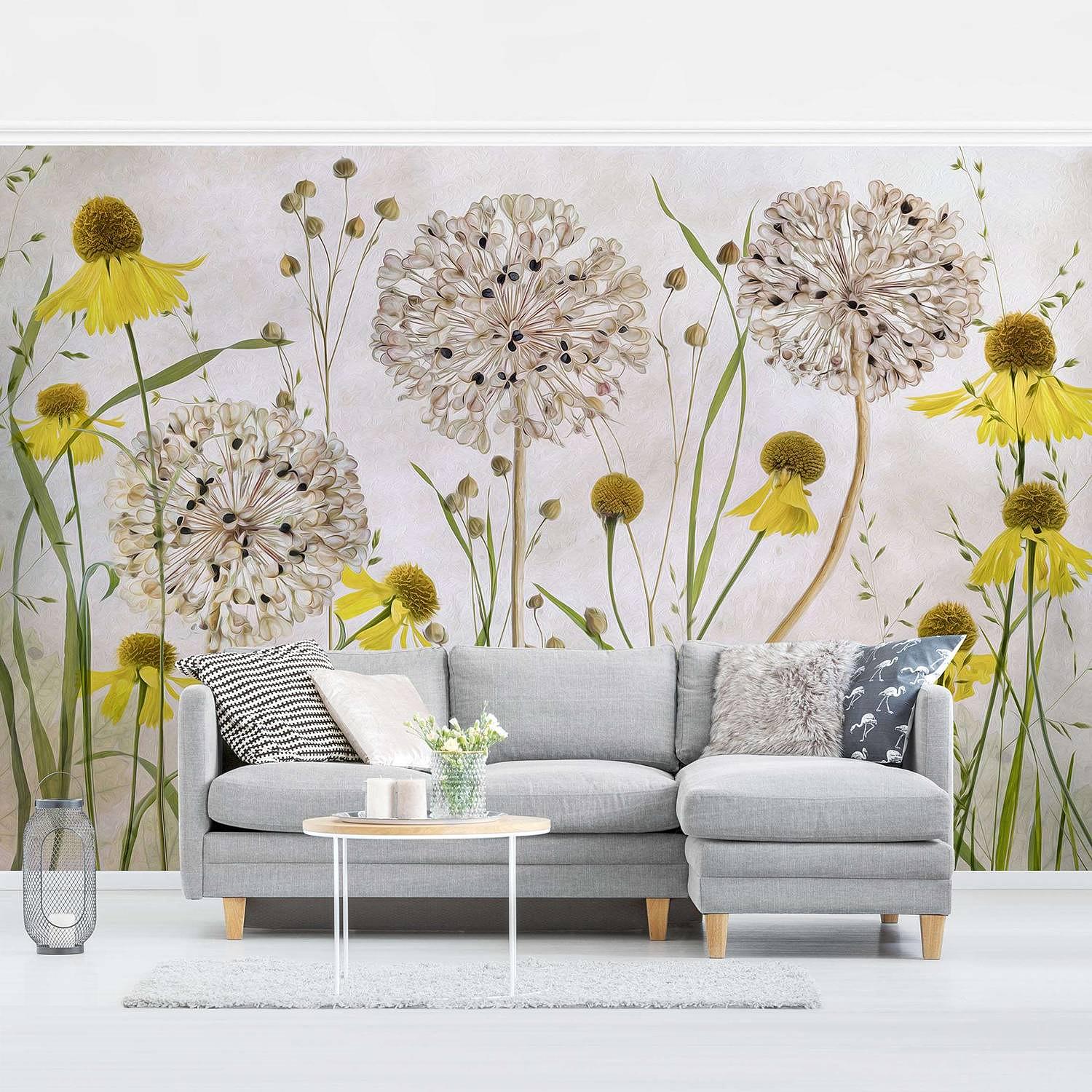 Non-woven wallpaper Allium Helenium Beige 4