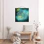 Fabric Picture Flower of Life Textile; Blue Solid Wood 4