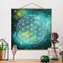 Fabric Picture Flower of Life Textile; Blue Solid Wood 2