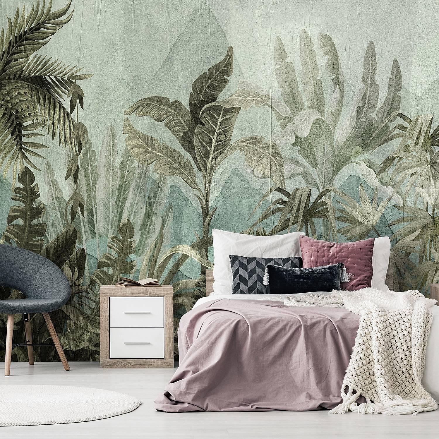 Non-woven photo wallpaper Mountain Jungle Multicolored 2