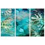 Wall art Turquoise & Gold Wood material & Linen 1