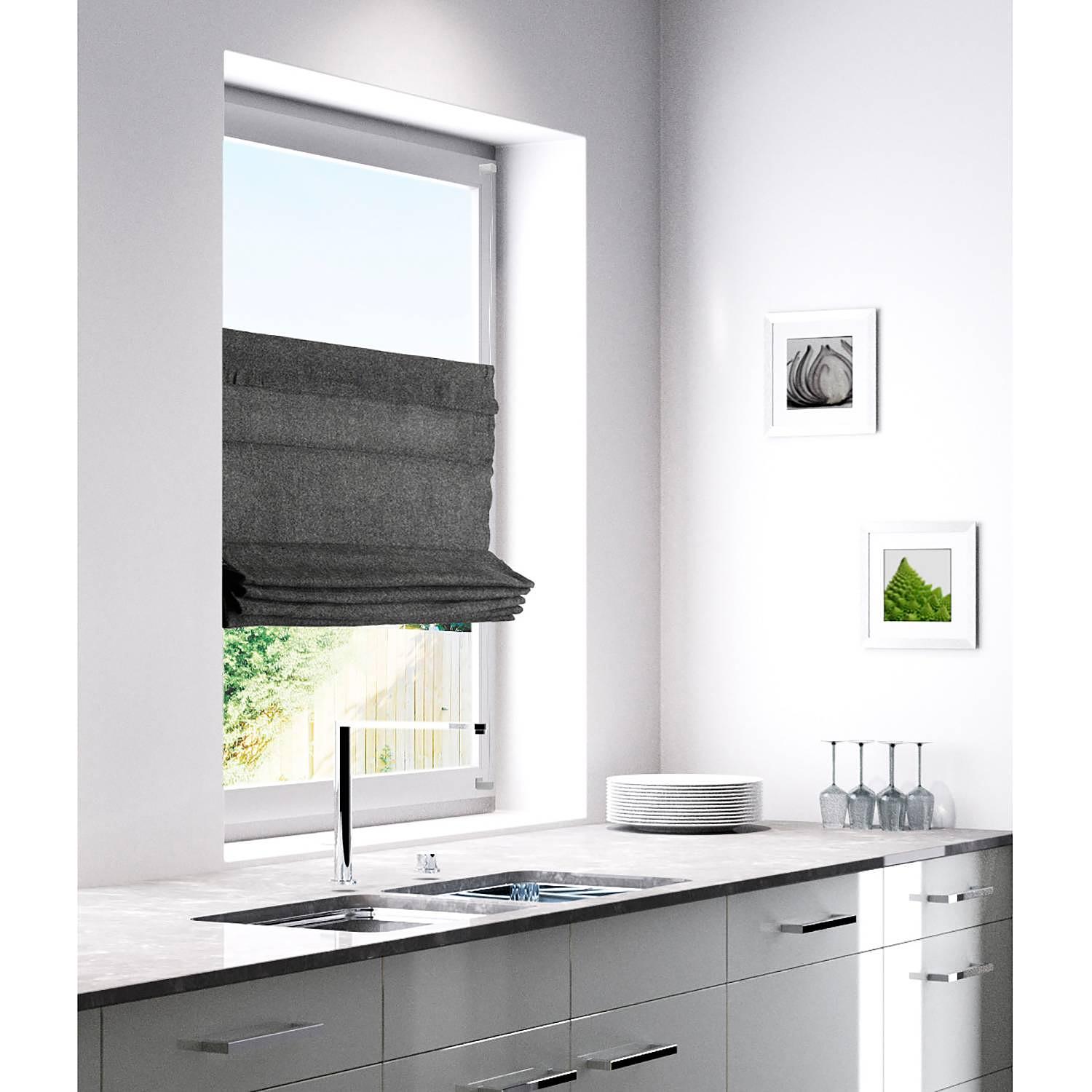 Faltrollo Chalet Blickdicht Polyester Anthrazit 130 x 80 cm 2