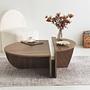 2x Podium Coffee Table Walnut Brown 2