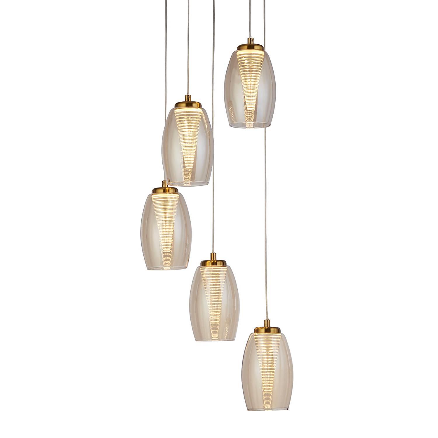 Cyclone pendant lamp steel clear glass 5-flame 0