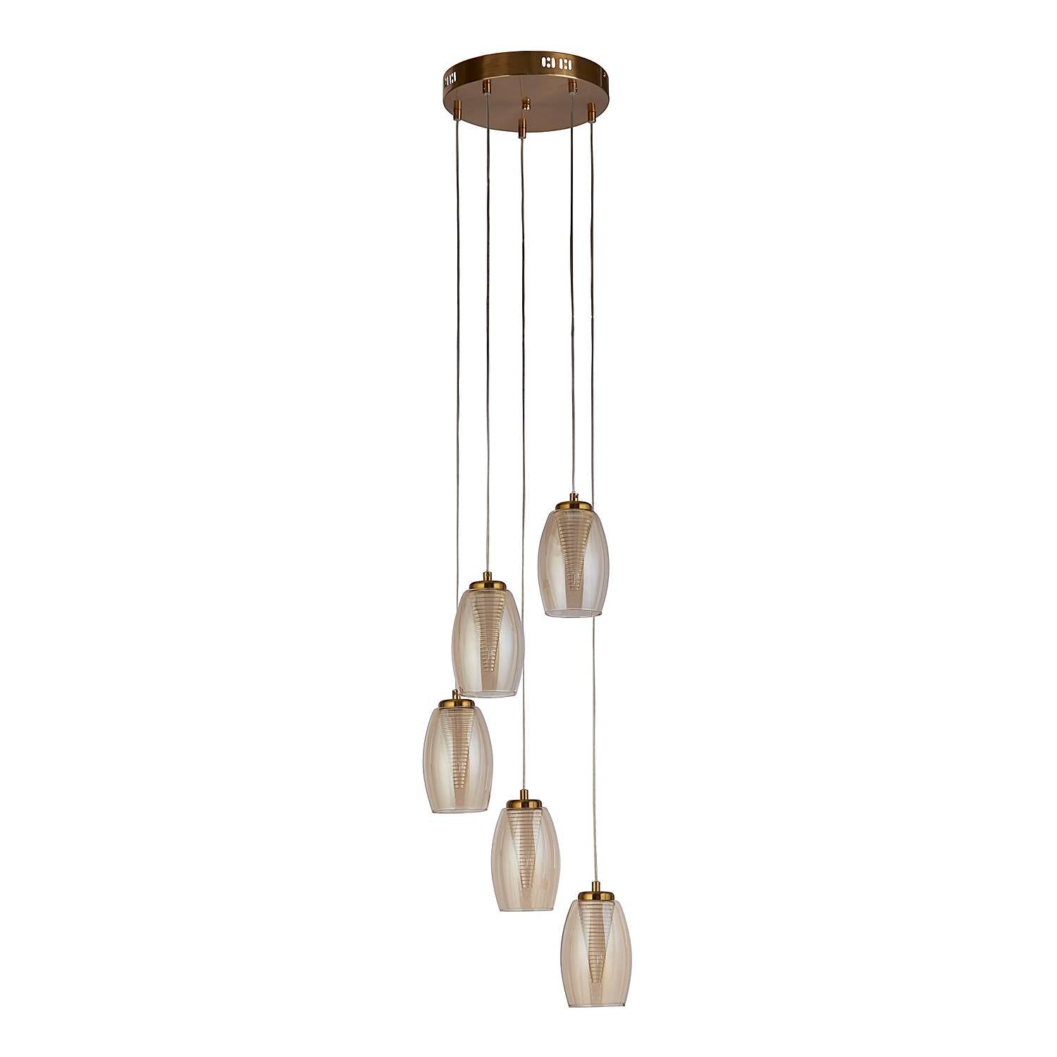 Cyclone pendant lamp steel clear glass 5-flame 1