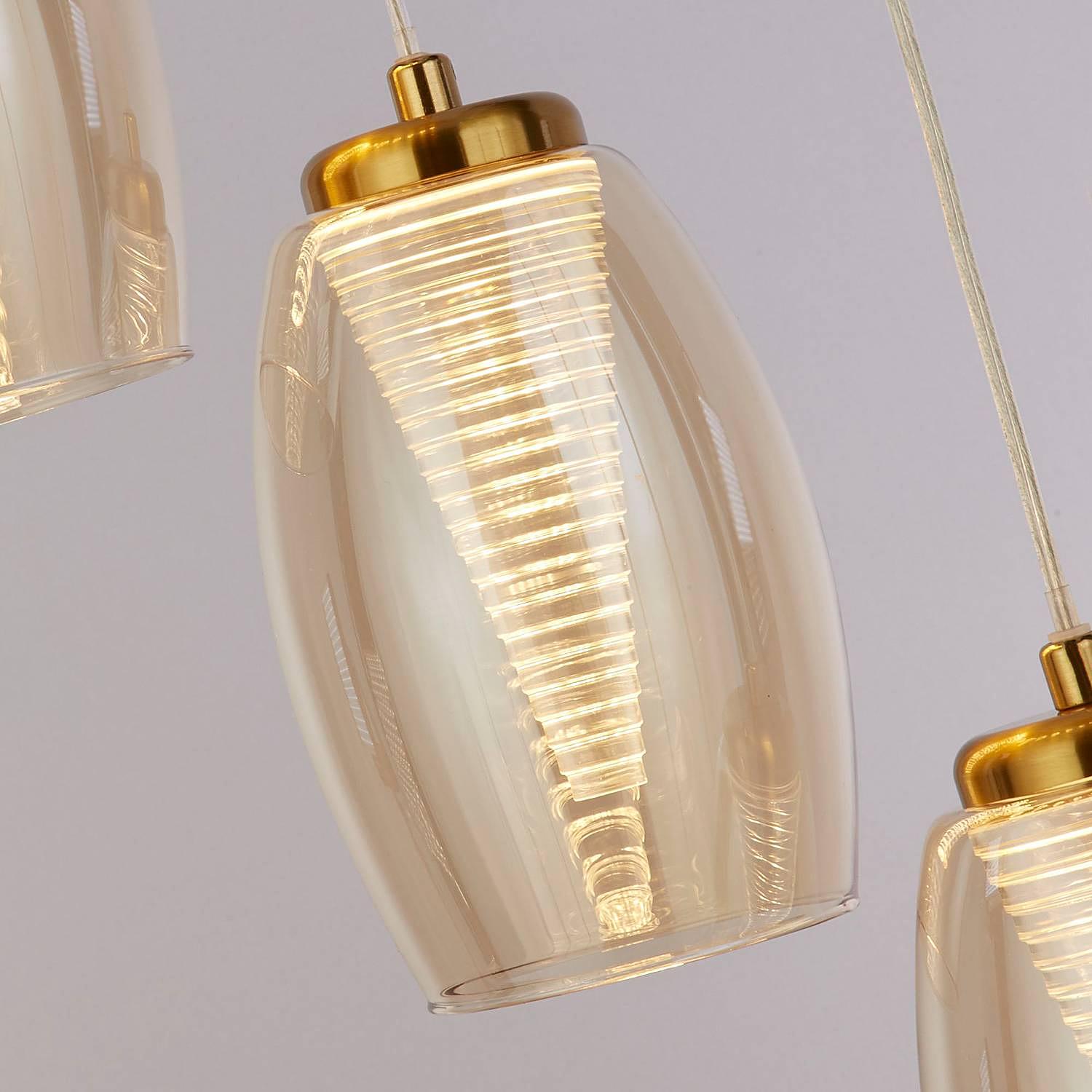 Cyclone pendant lamp steel clear glass 5-flame 2