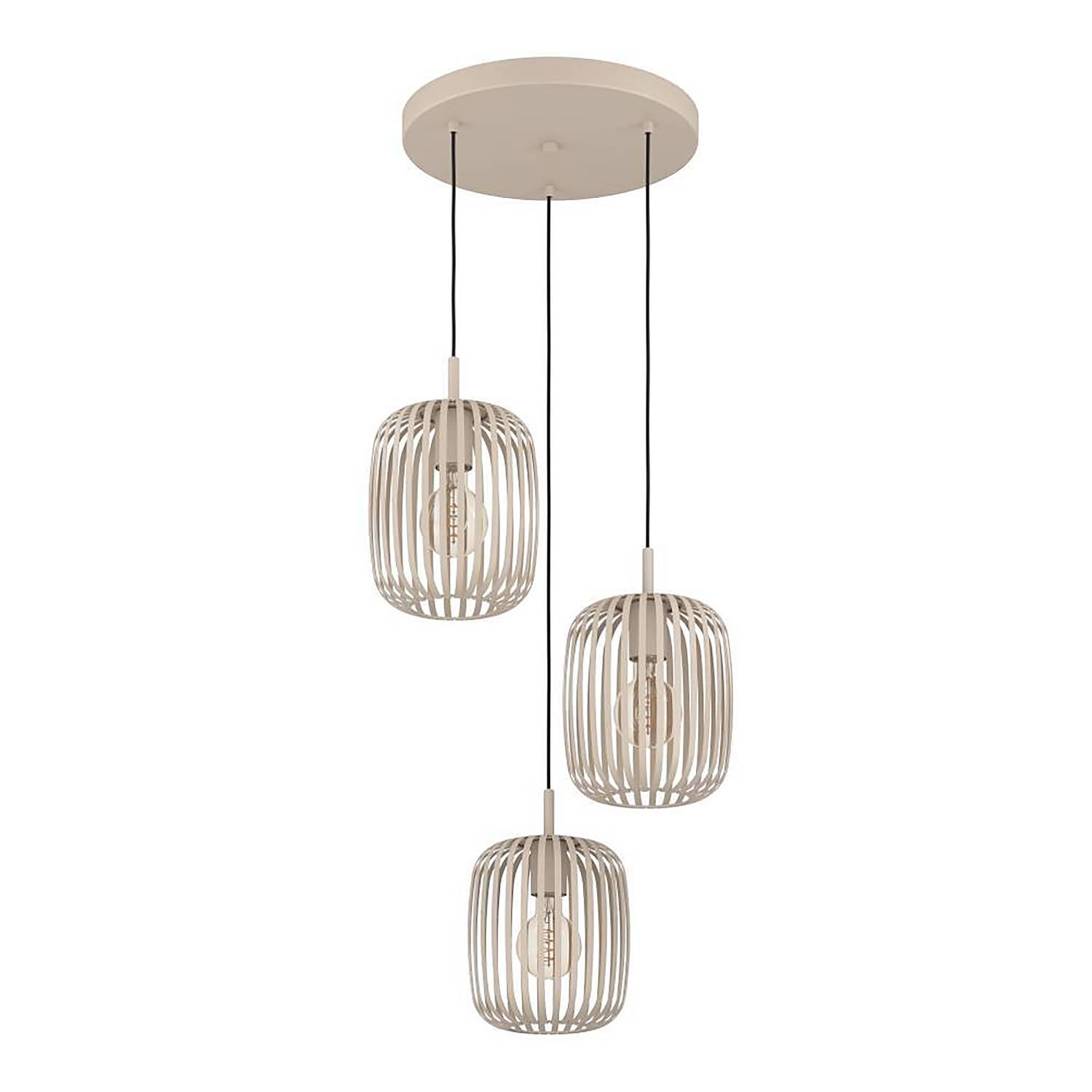 3-Flammig Pendelleuchte Romazzina Stahl Beige 3