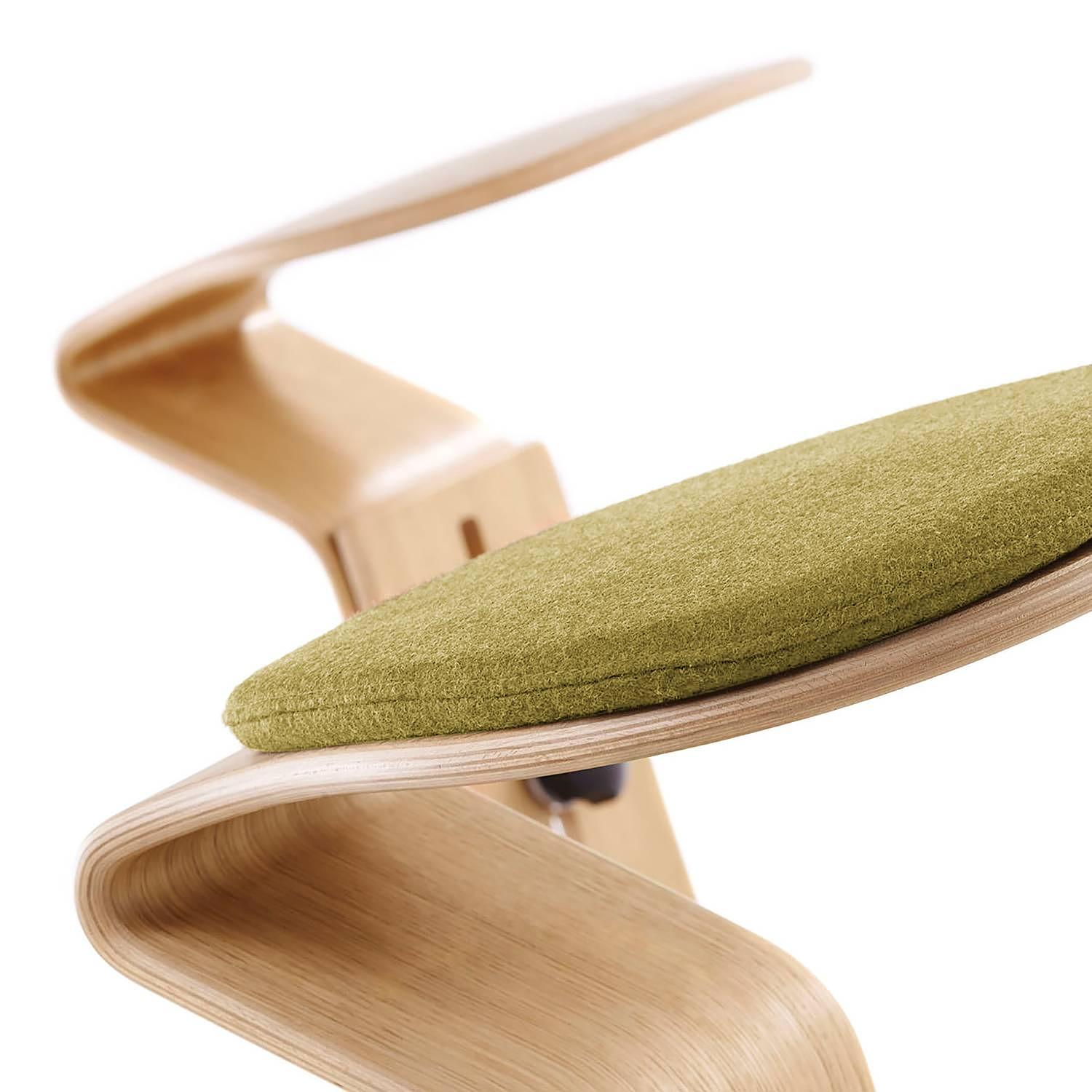 myERCOLINO Hocker Laneve-Wolle Echtholzfurnier Olivgelb 3