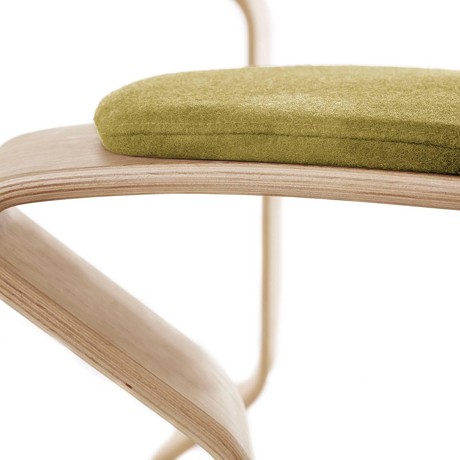 myERCOLINO Hocker Laneve-Wolle Echtholzfurnier Olivgelb 4