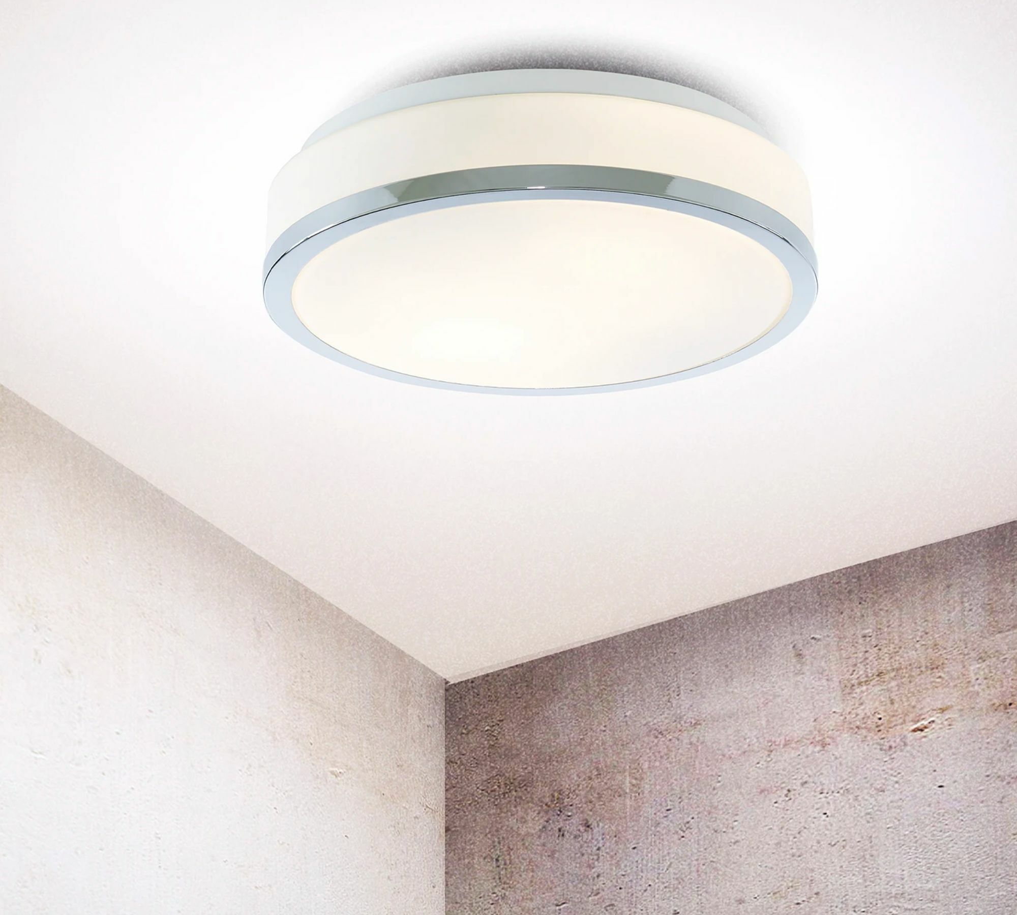 Bathroom lamp 2-light frosted glass steel 1