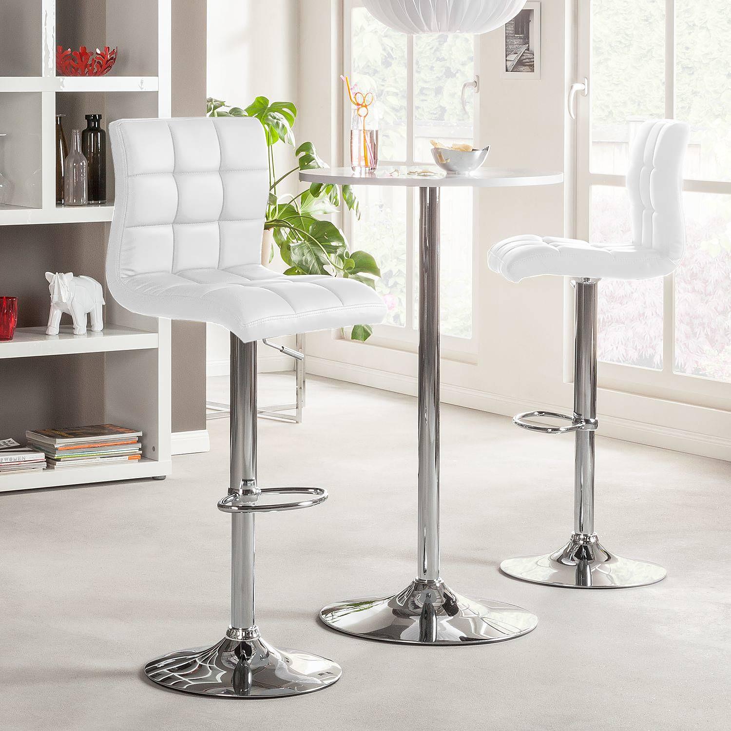 Bar stool Fitzgerald faux leather white chrome 2