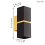 LED wall lamp Passa II Steel 2-flame Black / Gold 3
