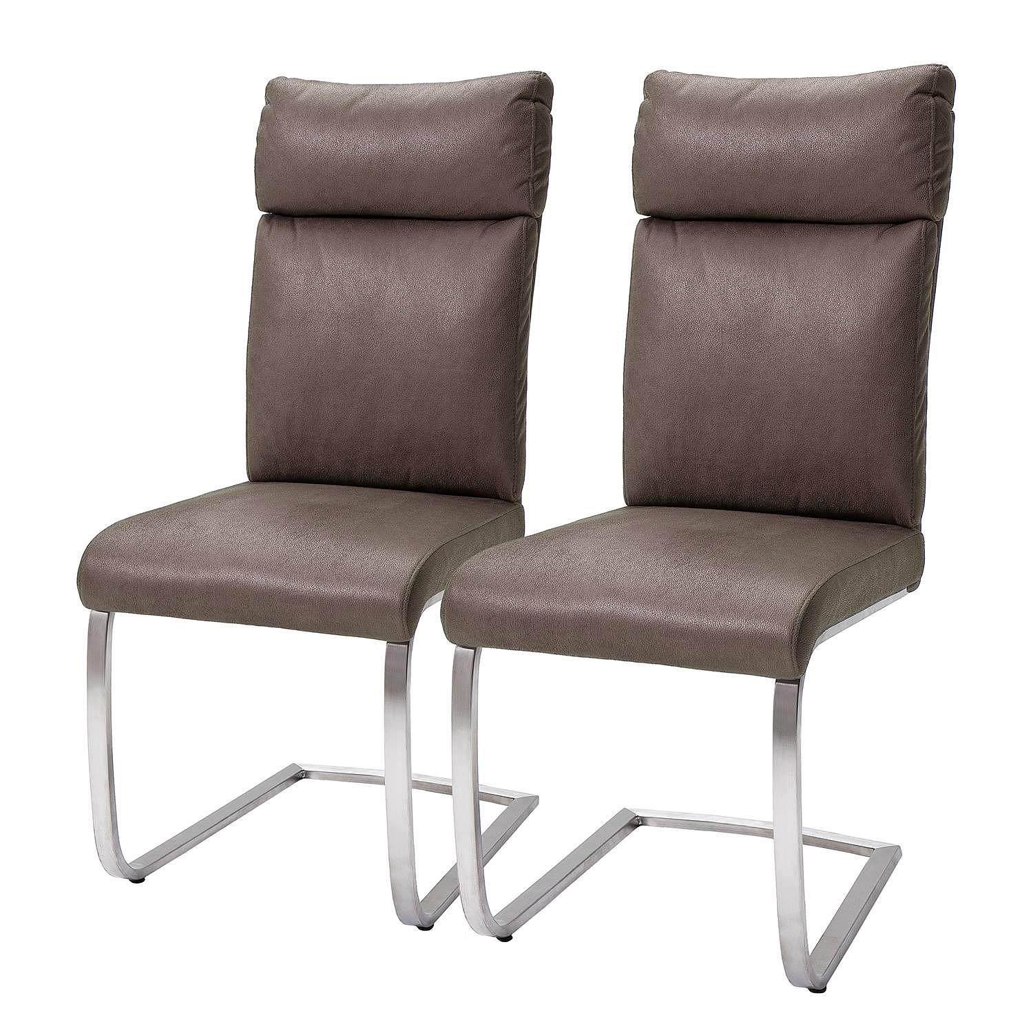 2x Freischwinger Sarena Stainless Steel Silver Antique Brown 1