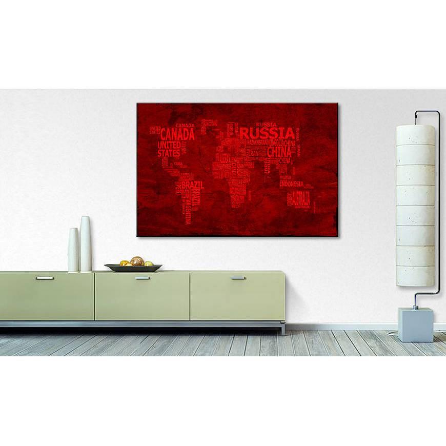 Bild Weltkarte Nr18 Rot Mischgewebe Kiefer 120 x 80 x 2 cm 2