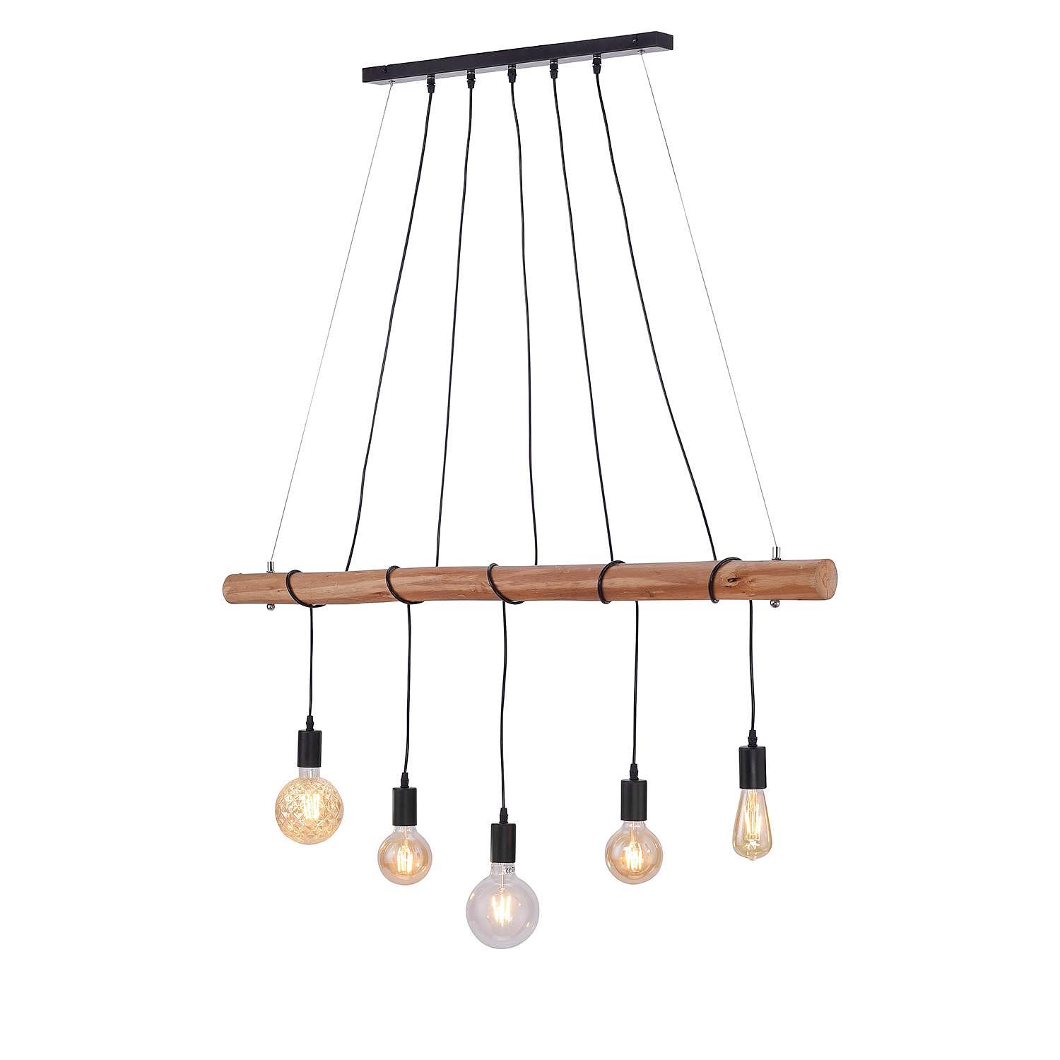 5-flame pendant lamp Damian Metal Wood 2