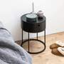 Nightstand Wood Metal Matte Black 0