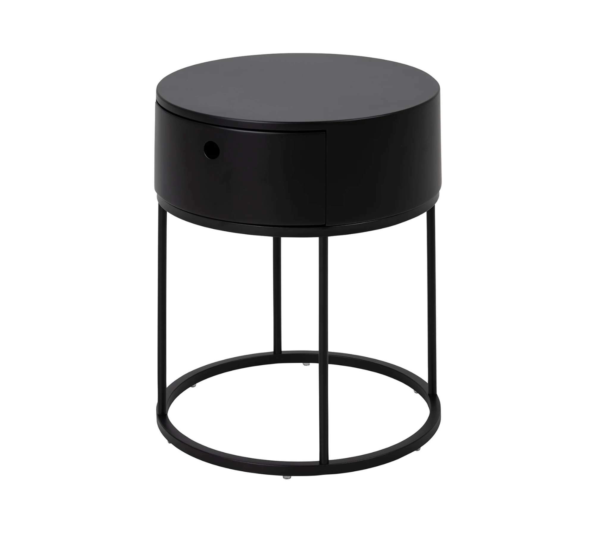 Nightstand Wood Metal Matte Black 1